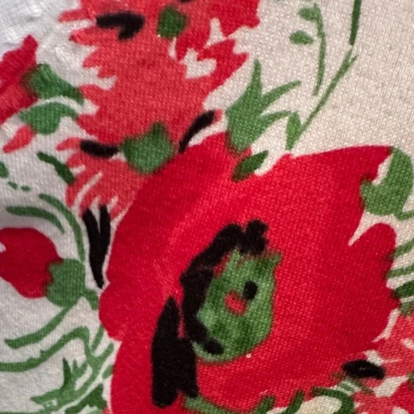 Talbots Red Floral Print Spring Cardigan Sweater 65% Pima Cotton Size XL - Picture 4 of 4